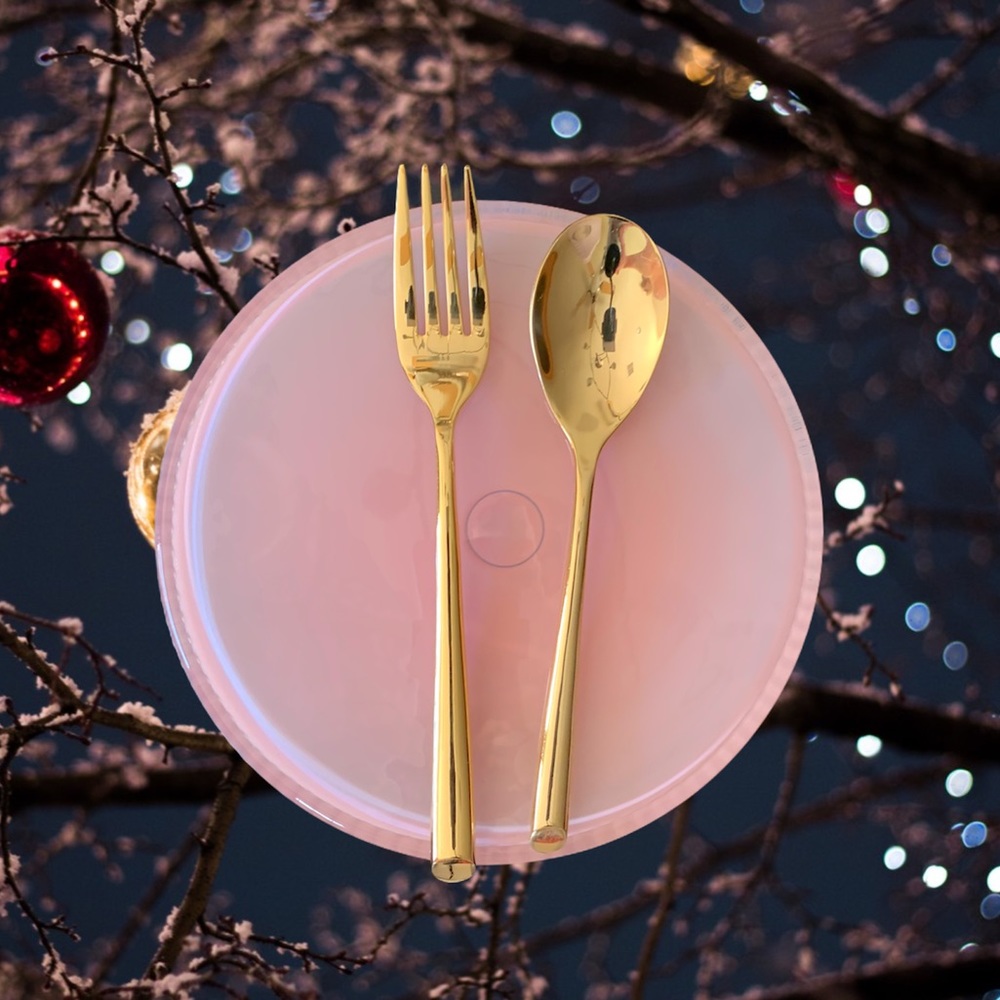 Stainless Steel with GOLD plating Spoon & Fork